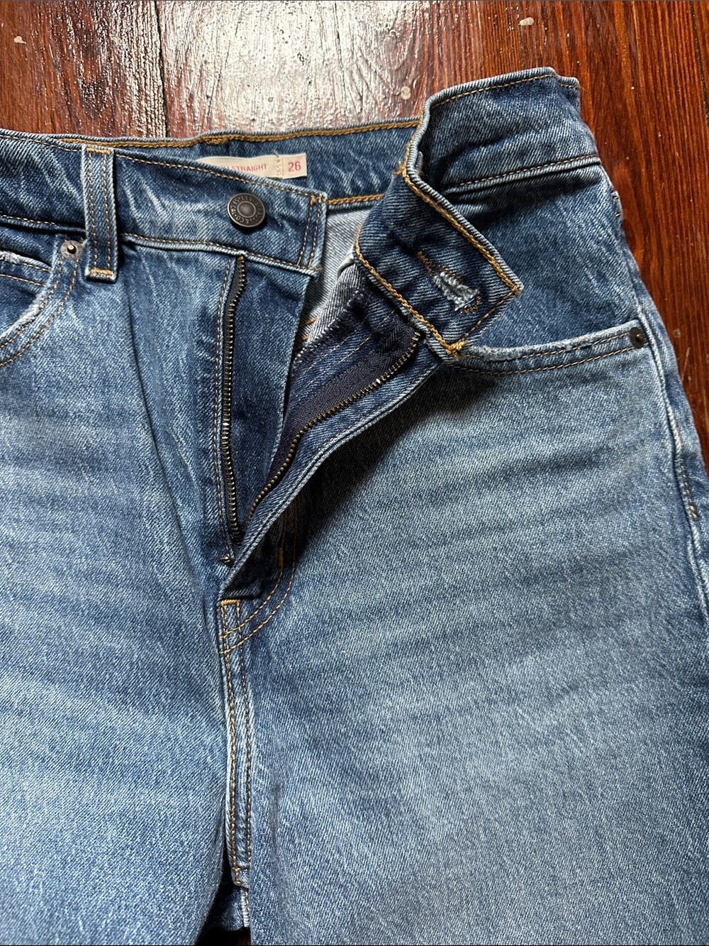 Levi's 70s High Slim Straight Leg Jeans Medium Blue Wash high waist 26 women’s - Picture 4 of 10